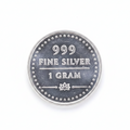 999 Fine Silver 1 Gram Coin - White Background