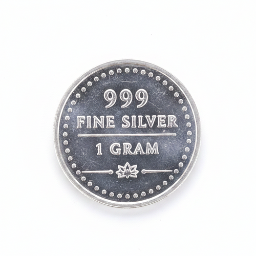 999 Fine Silver 1 Gram Coin - White Background